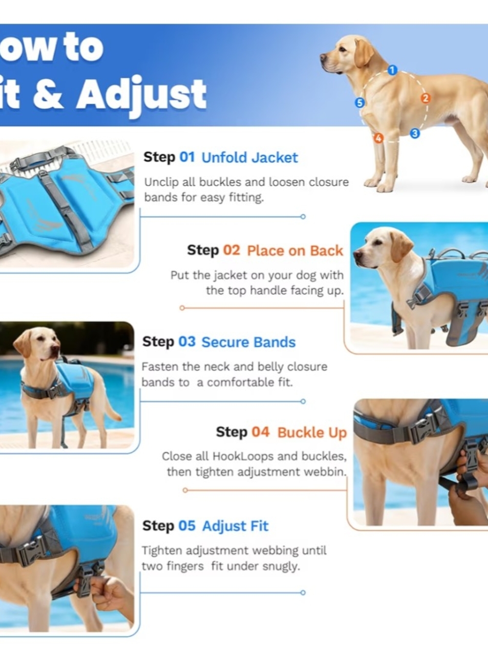 Yellow Dog Life Jacket Vest with Handle and Adjustable Straps